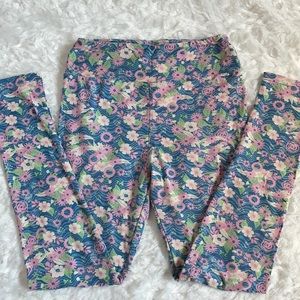 LuLaRoe leggings o/s One Size 2-10 flowers pink